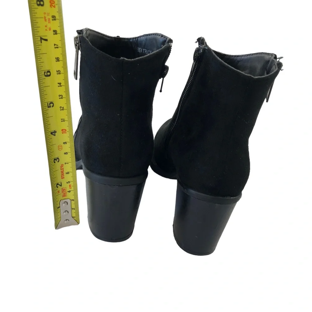 Hot Kiss Beatrice Heeled Ankle Boots Bootie size 8 with Double Zipper in Black